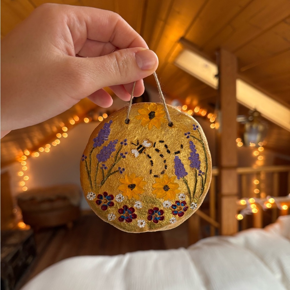 Handcrafted Homemade Pottery Floral Wall Hanging